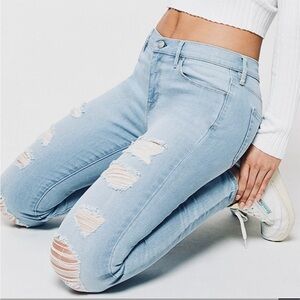 Pacsun Light Blue Wash Ripped Distressed Skinny Jegging Jeans